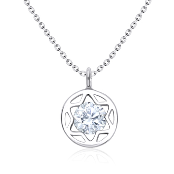 Circle Star CZ Silver Necklace SPE-3206